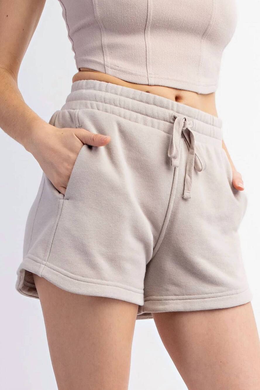NEW RAE MODE french terry basic shorts in beige